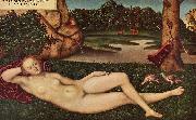 Lucas  Cranach, Ruhende Quellnymphe